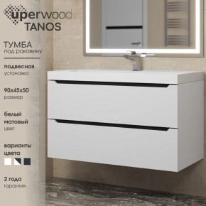 Тумба под раковину Uperwood Tanos 90 см, подвесная, белая/графит в Полевском - polevskoy.ok-mebel.com | фото 3
