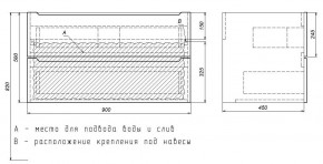 Тумба под раковину Uperwood Tanos 90 см, подвесная, белая/графит в Полевском - polevskoy.ok-mebel.com | фото 7